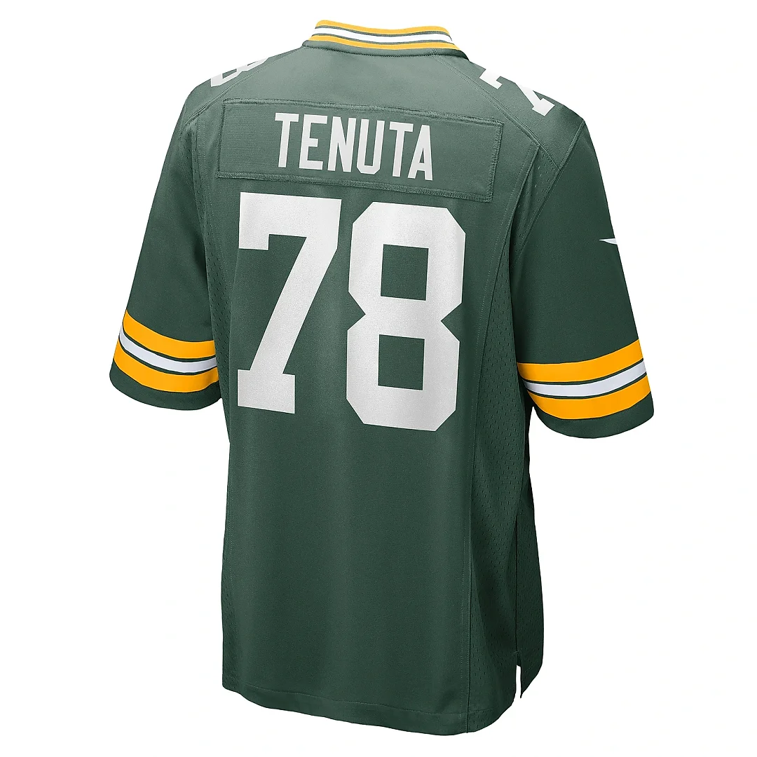 Zennovawear Men's Green Bay Packers Luke Tenuta Green Home Game Player Jersey
