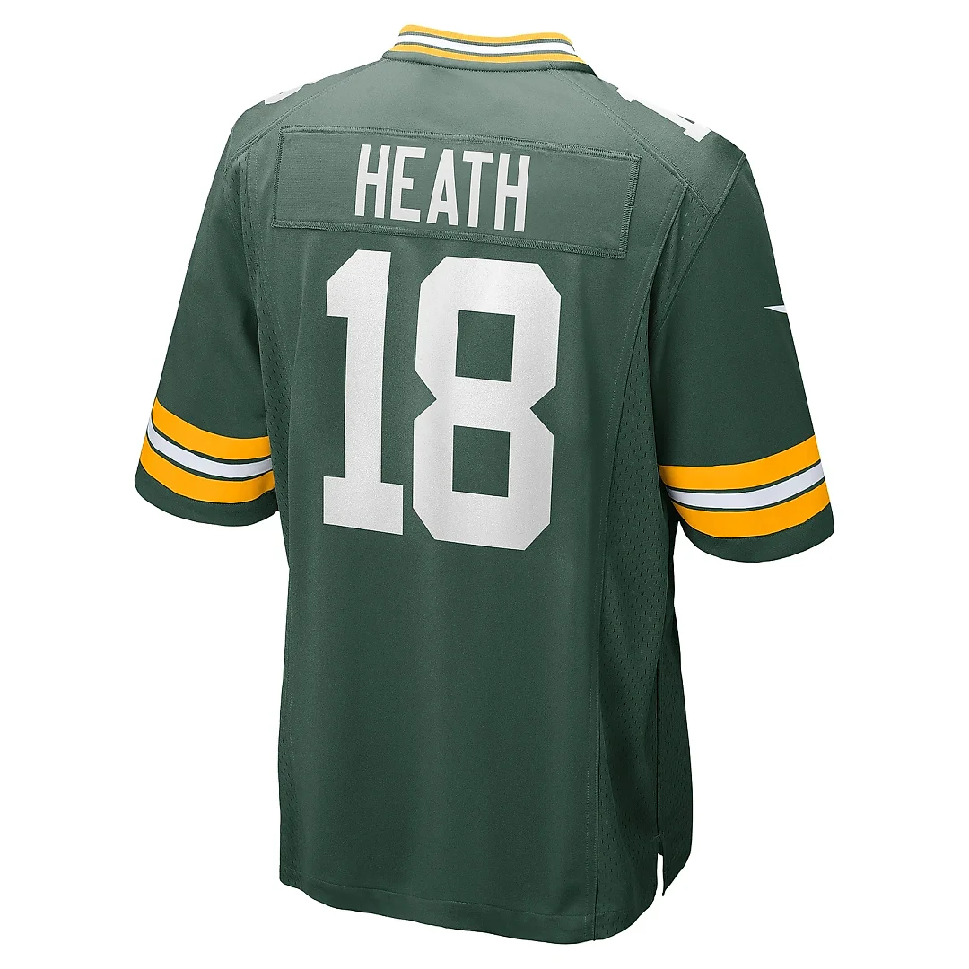 Zennovawear Men's Green Bay Packers Malik Heath Green Game Jersey