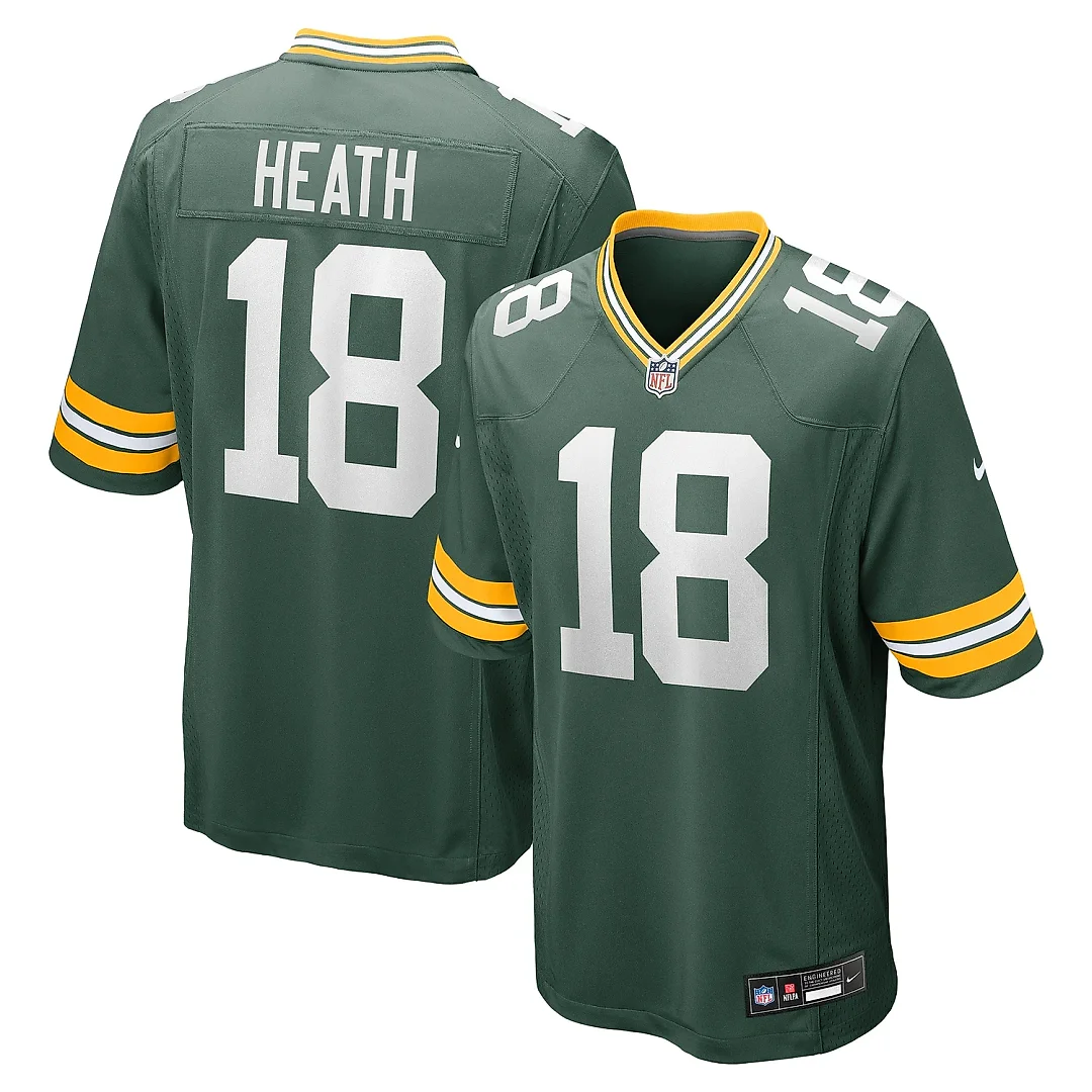 Zennovawear Men's Green Bay Packers Malik Heath Green Game Jersey