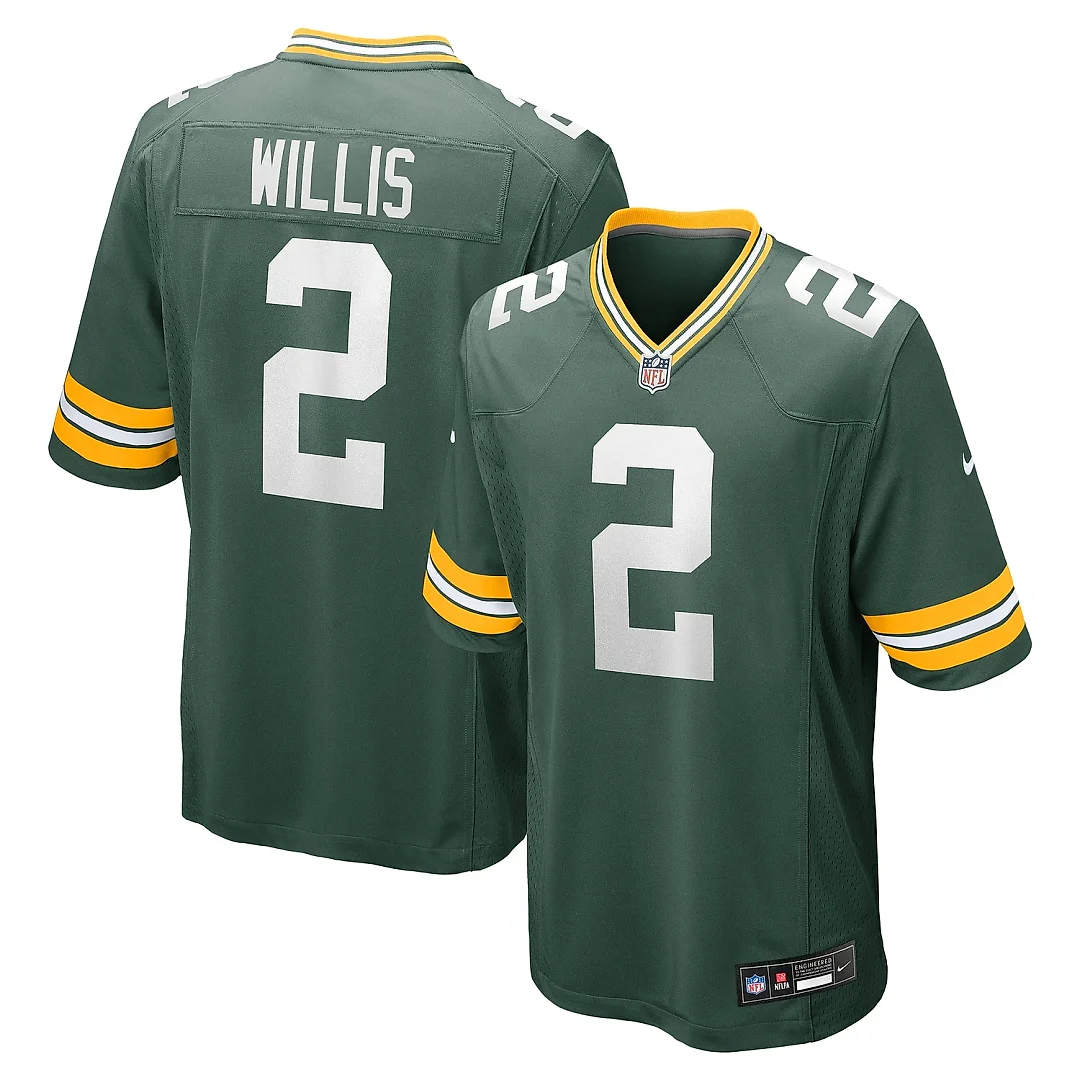 Zennovawear Men's Green Bay Packers Malik Willis Green Game Jersey