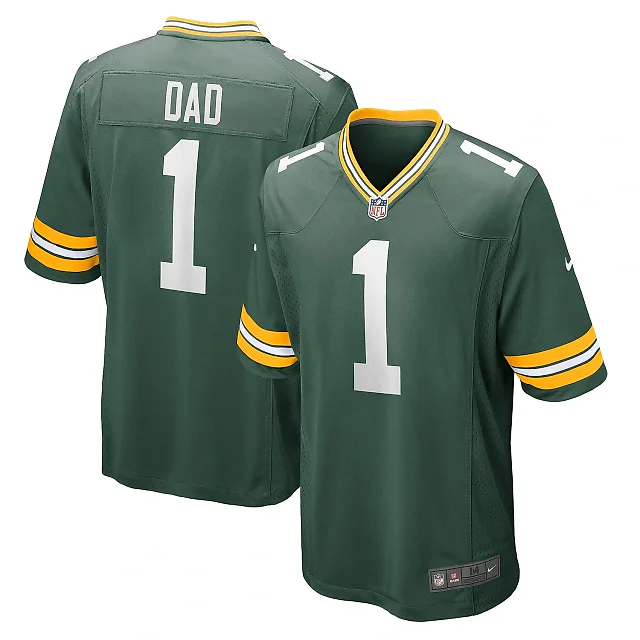 Zennovawear Men's Green Bay Packers Number 1 Dad Green Game Jersey