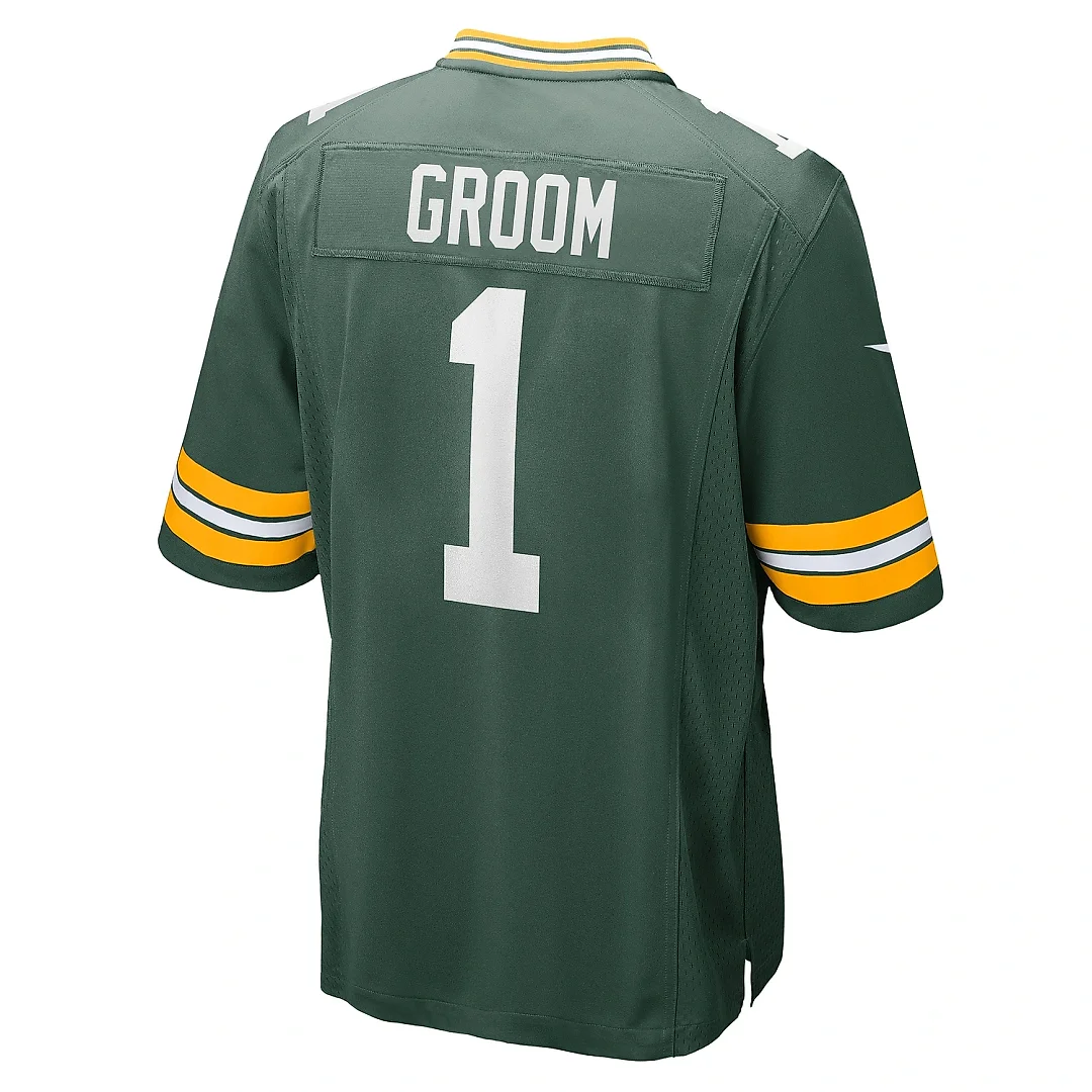Zennovawear Men's Green Bay Packers Number 1 Groom Green Game Jersey