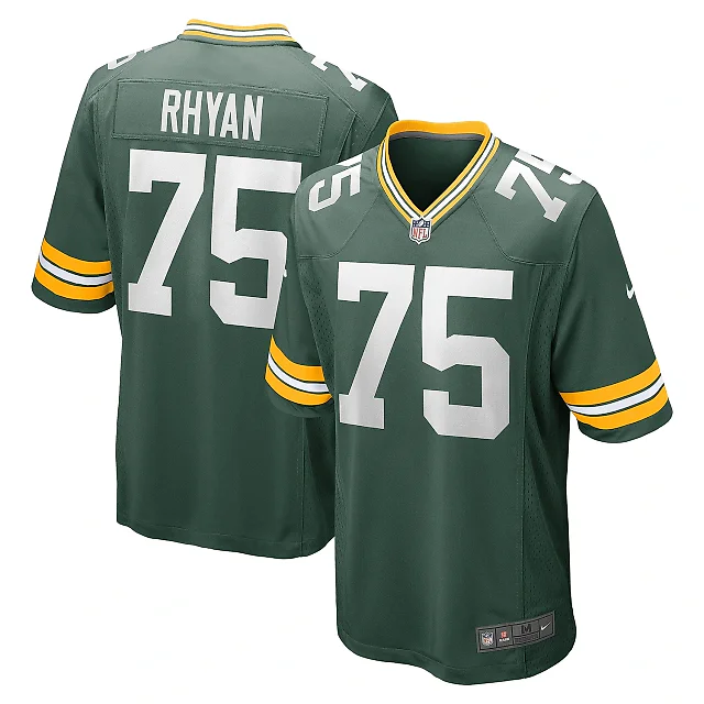 Zennovawear Men's Green Bay Packers Sean Rhyan Green Game Player Jersey