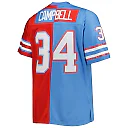 Zennovawear Men's Houston Oilers Earl Campbell Mitchell & Ness Light Blue/Red Big & Tall Gridiron Classics Split Legacy Retired Player Jersey