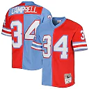 Zennovawear Men's Houston Oilers Earl Campbell Mitchell & Ness Red/Light Blue Gridiron Classics 1980 Split Legacy Jersey