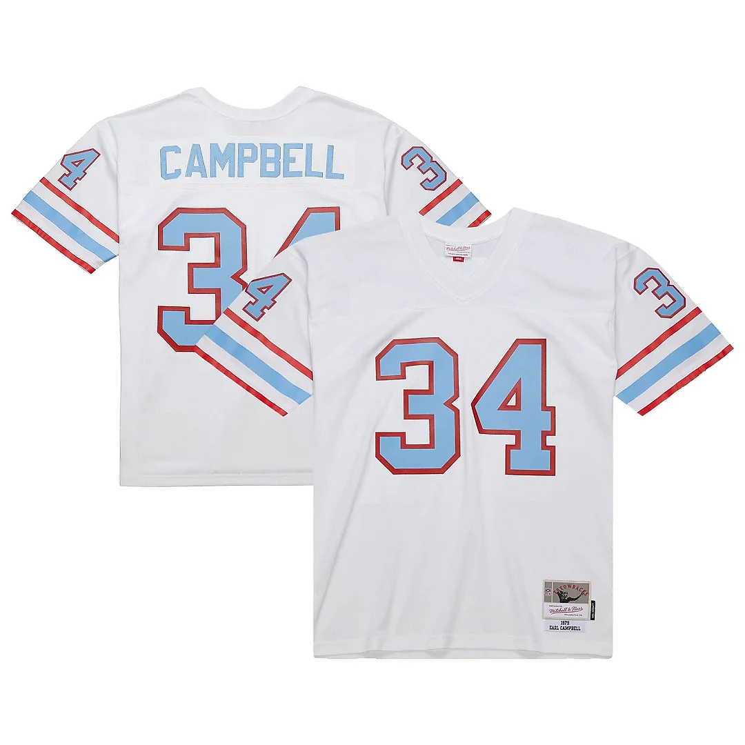 Zennovawear Men's Houston Oilers Earl Campbell Mitchell & Ness White 1979 Legacy Jersey