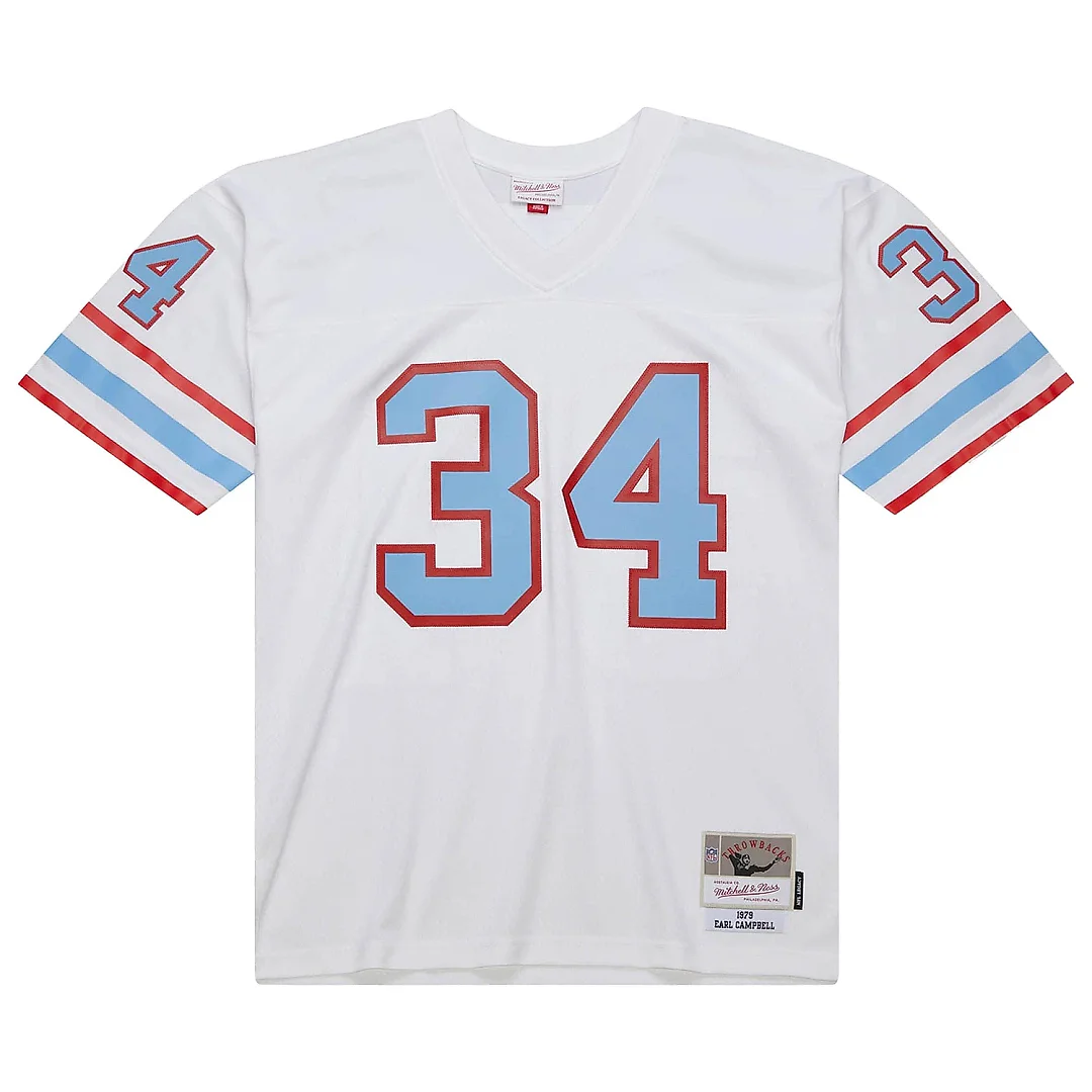 Zennovawear Men's Houston Oilers Earl Campbell Mitchell & Ness White 1979 Legacy Jersey