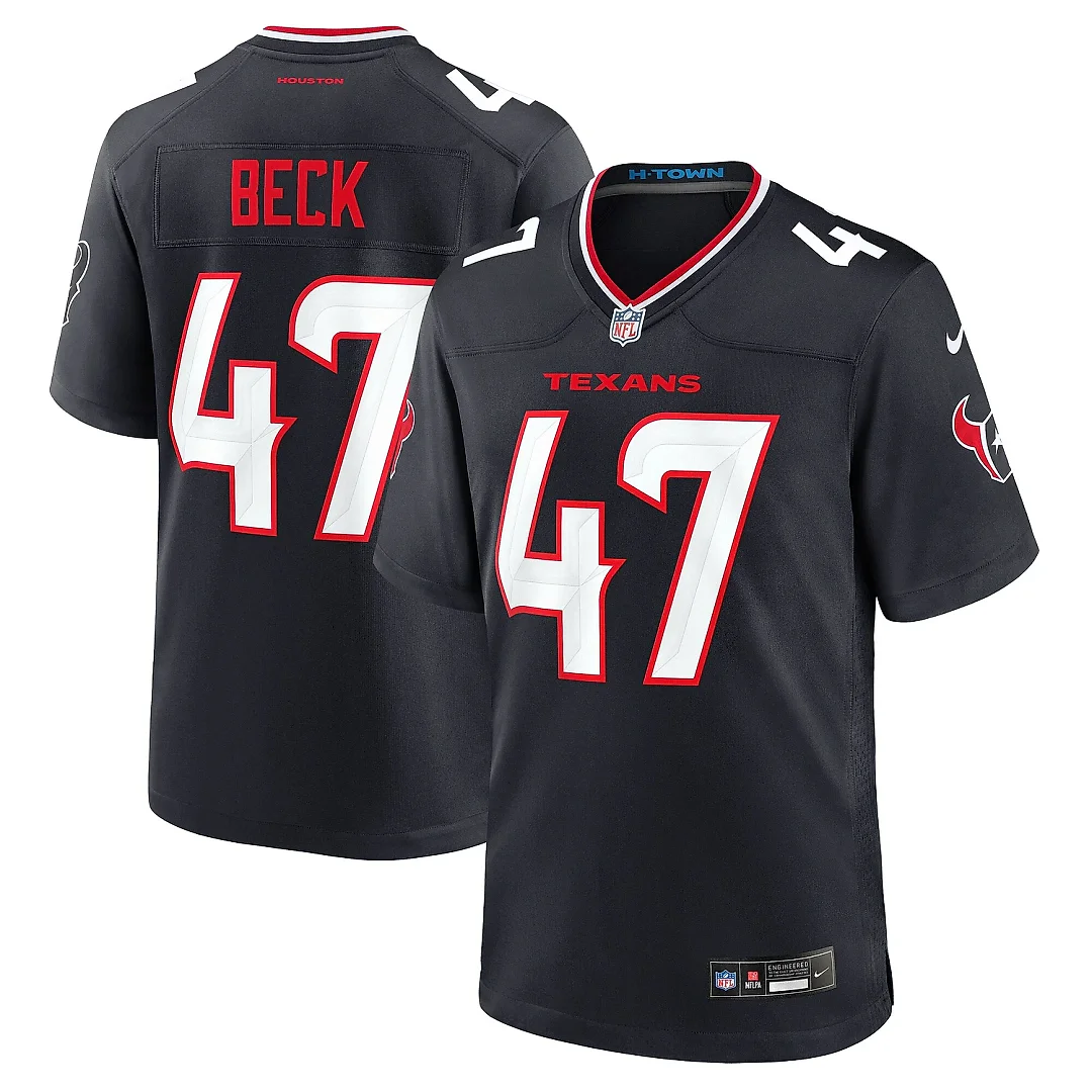 Zennovawear Men's Houston Texans Andrew Beck Navy Team Game Jersey
