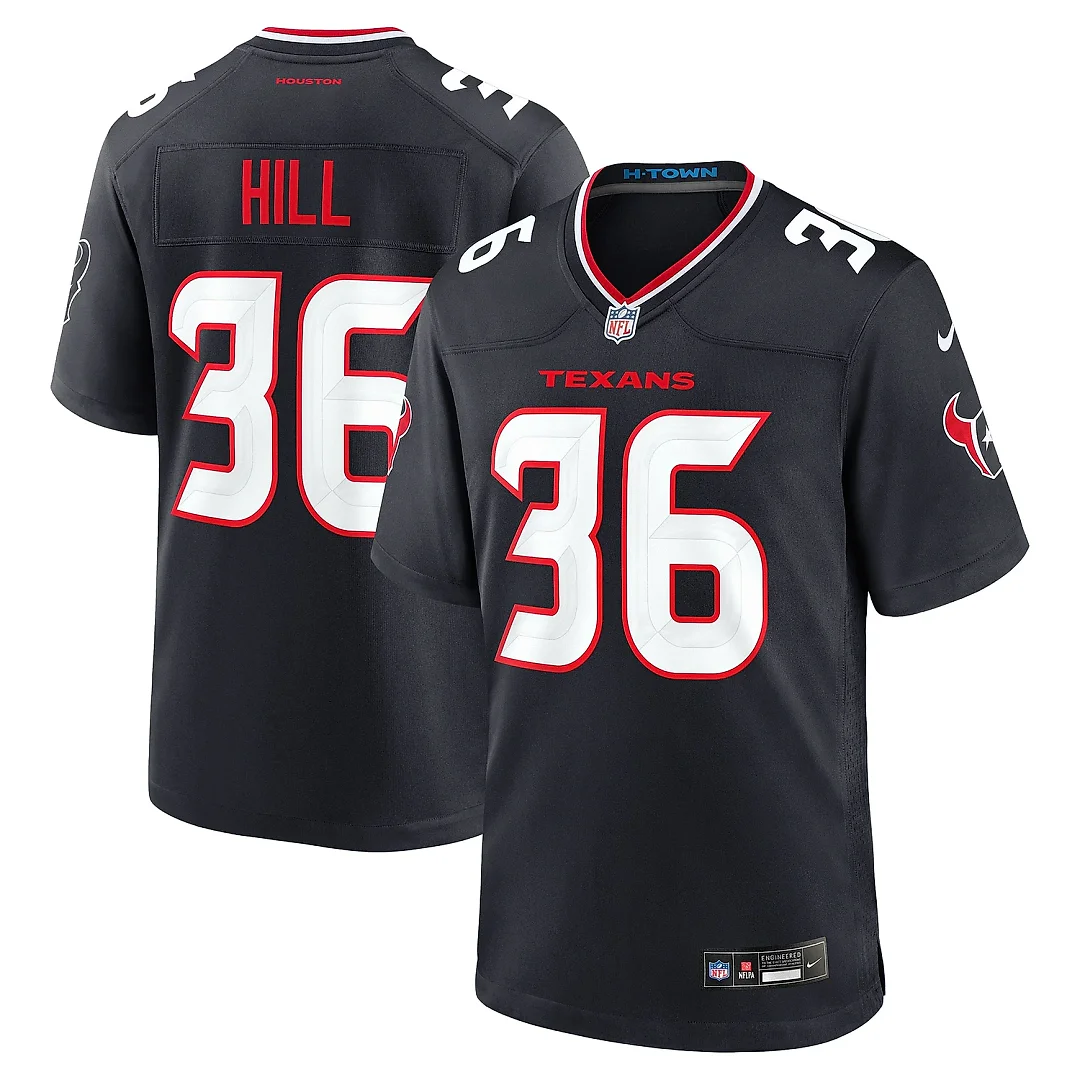 Zennovawear Men's Houston Texans Brandon Hill Navy Team Game Jersey