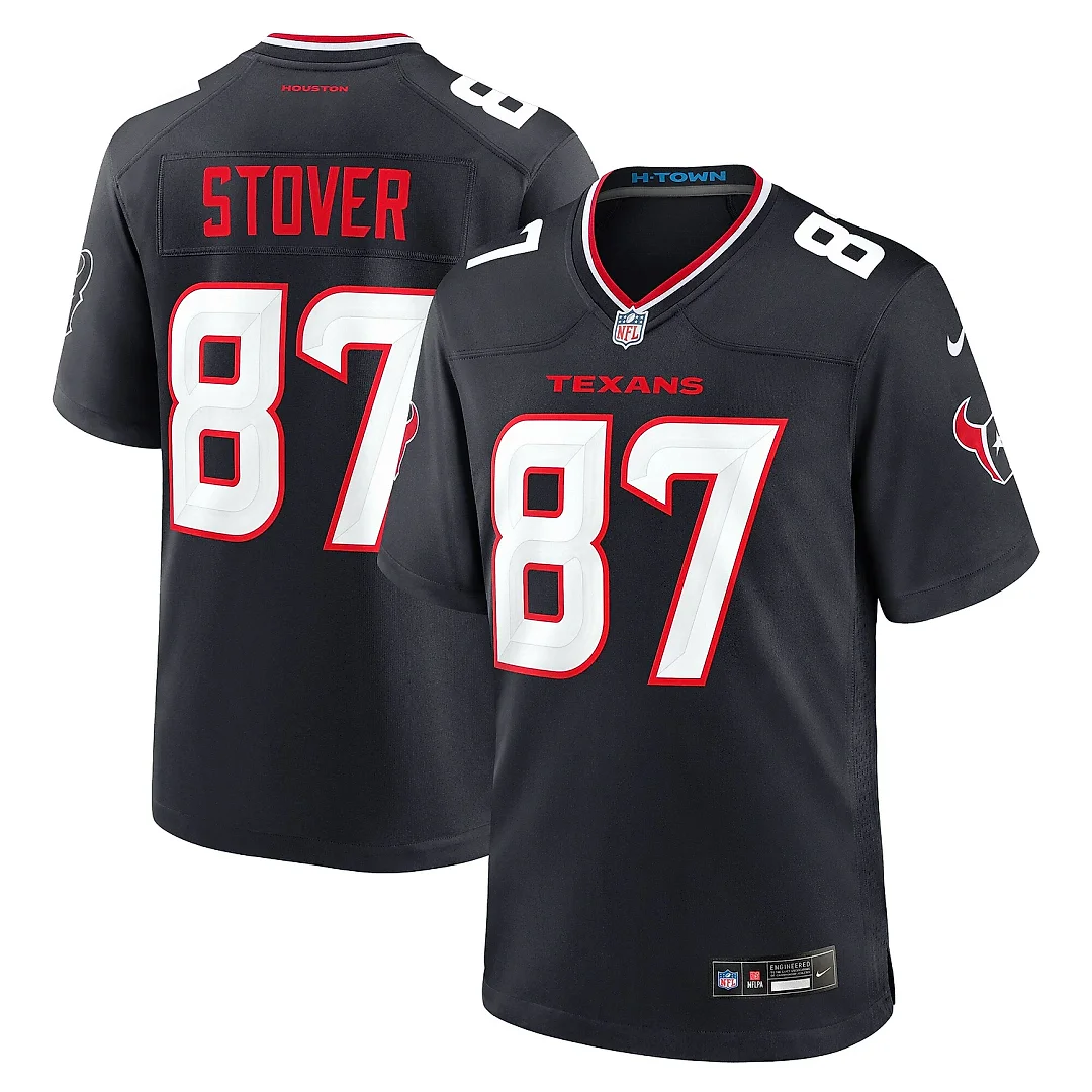 Zennovawear Men's Houston Texans Cade Stover Navy Game Jersey