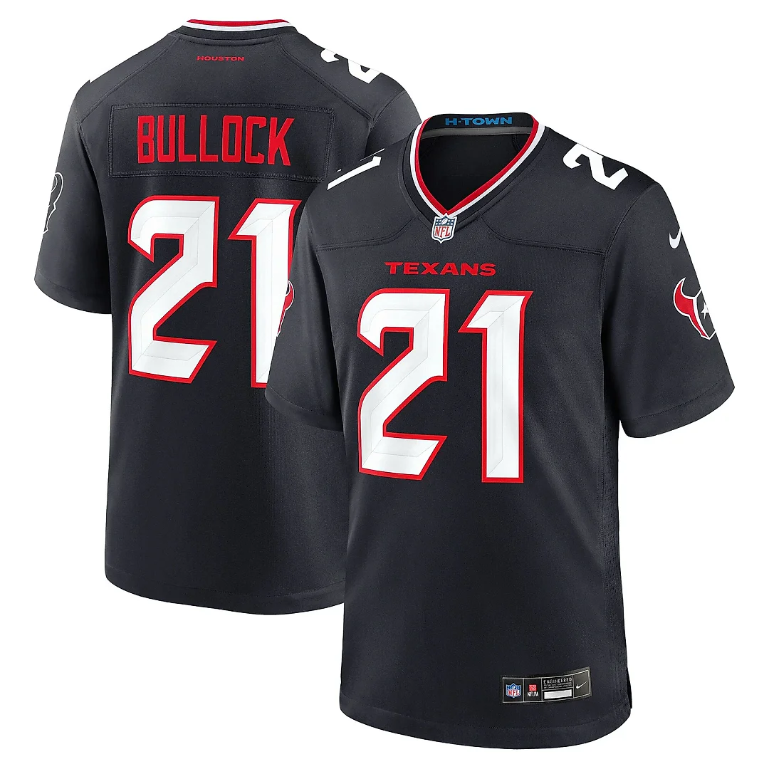 Zennovawear Men's Houston Texans Calen Bullock Navy Team Game Jersey