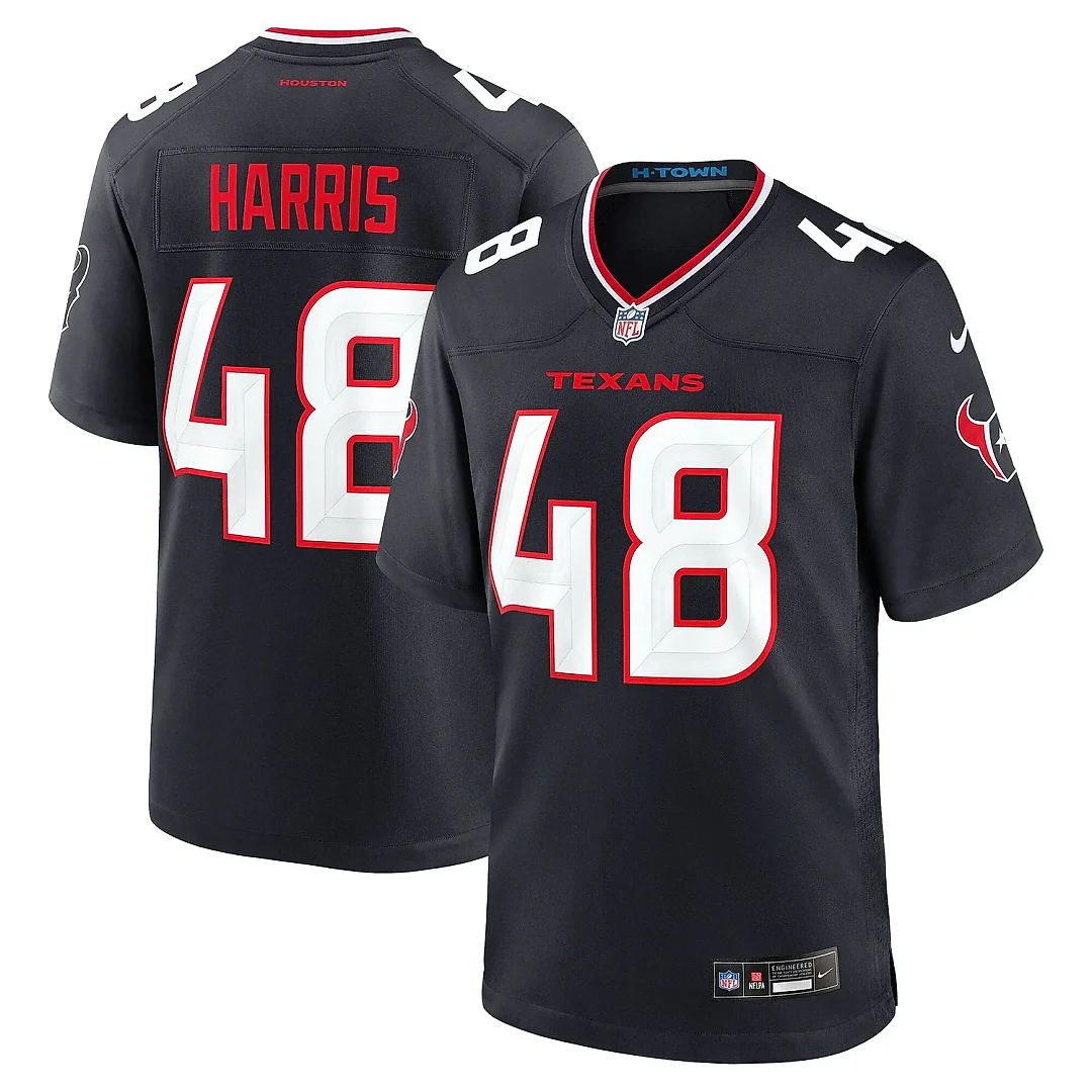 Zennovawear Men's Houston Texans Christian Harris Navy Team Game Jersey