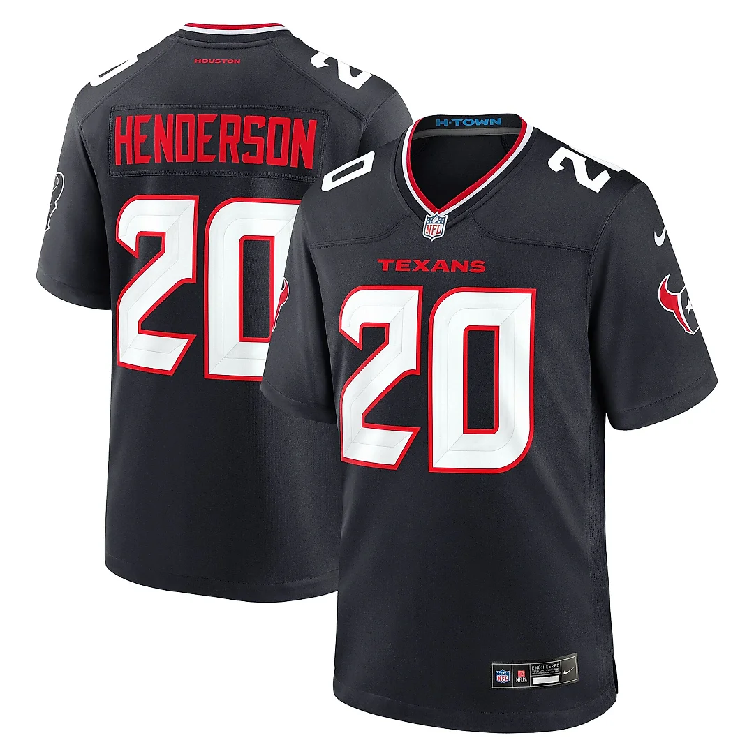 Zennovawear Men's Houston Texans C.J. Henderson Navy Team Game Jersey