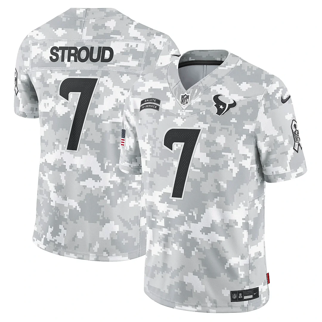 Zennovawear Men's Houston Texans C.J. Stroud Arctic Camo 2024 Salute to Service Limited Jersey