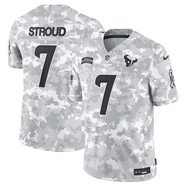 Zennovawear Men's Houston Texans C.J. Stroud Arctic Camo 2024 Salute to Service Limited Jersey