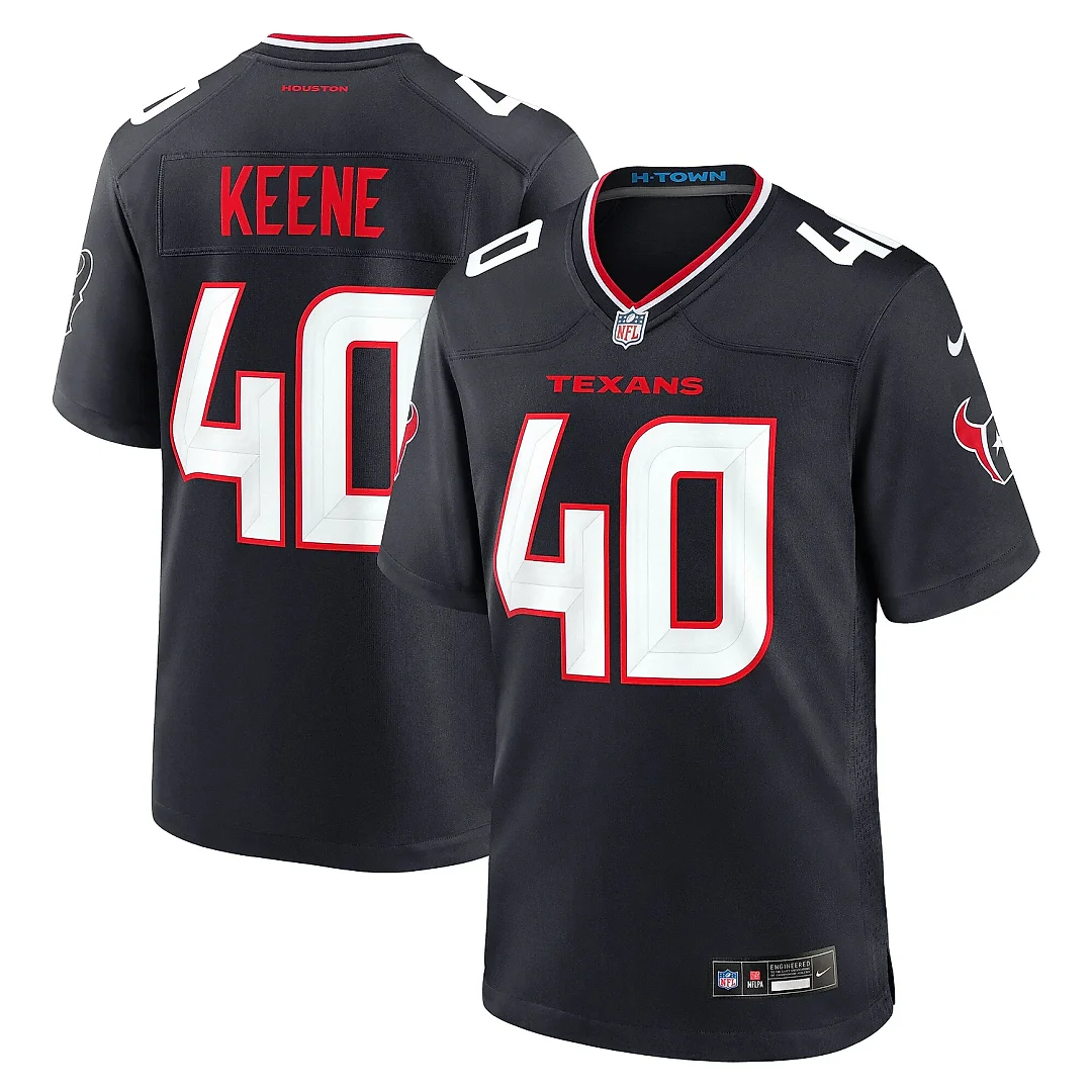 Zennovawear Men's Houston Texans Dalton Keene Navy Team Game Jersey
