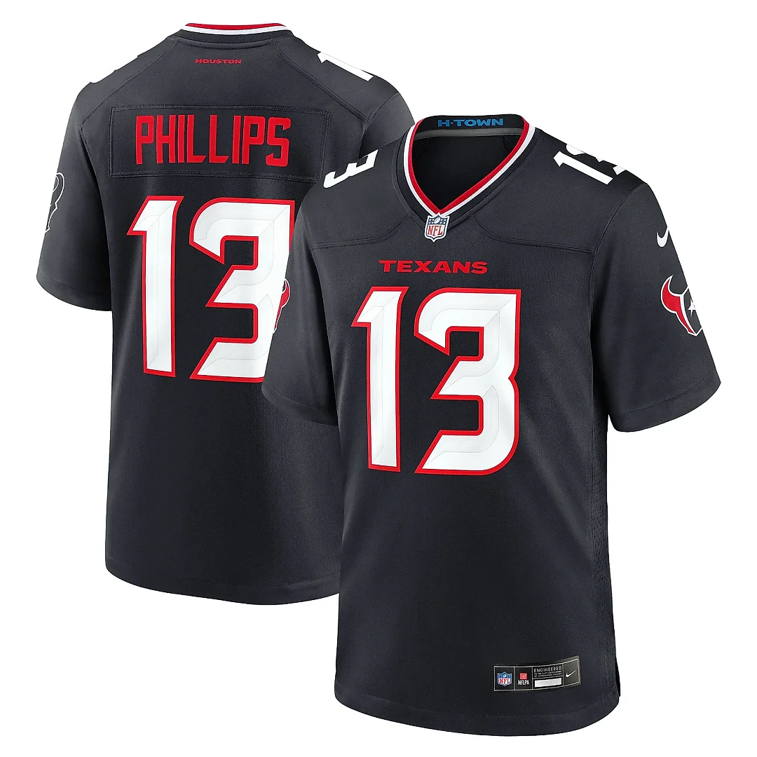 Zennovawear Men's Houston Texans DelShawn Phillips Navy Team Game Jersey