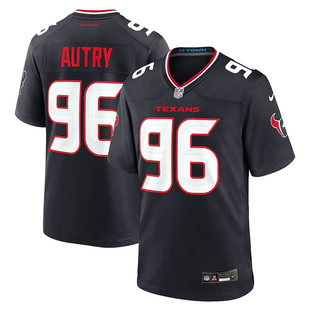 Zennovawear Men's Houston Texans Denico Autry Navy Team Game Jersey