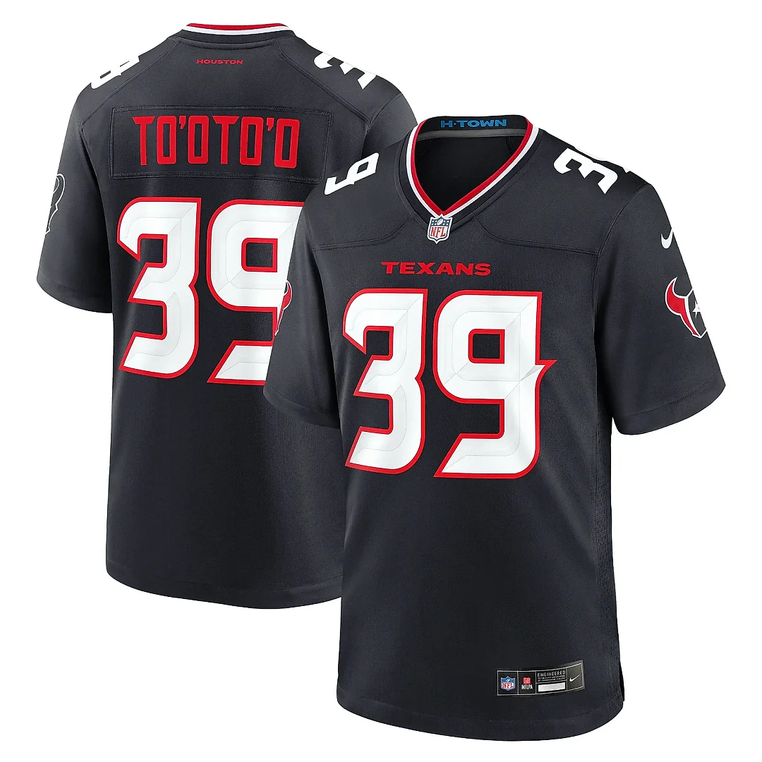 Zennovawear Men's Houston Texans Henry To'oto'o Navy Team Game Jersey