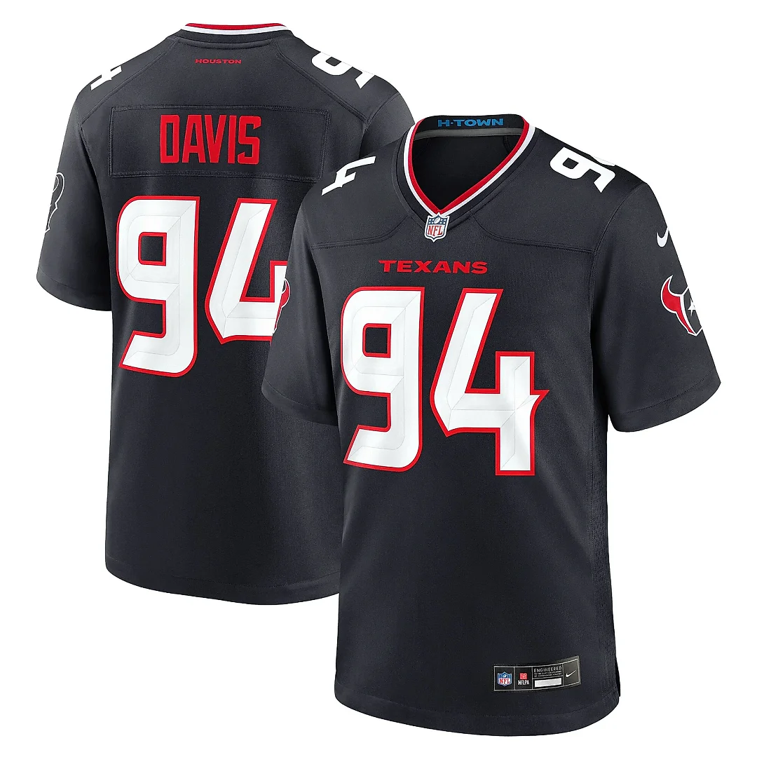 Zennovawear Men's Houston Texans Khalil Davis Navy Team Game Jersey