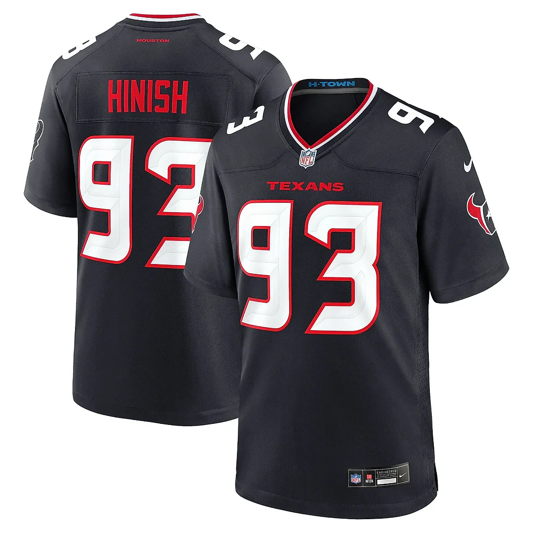 Zennovawear Men's Houston Texans Kurt Hinish Navy Team Game Jersey
