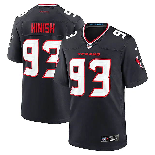 Zennovawear Men's Houston Texans Kurt Hinish Navy Team Game Jersey