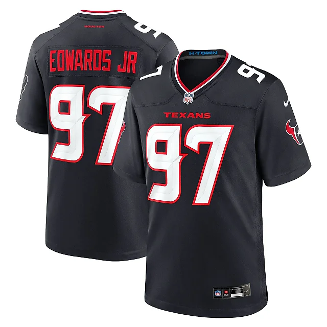 Zennovawear Men's Houston Texans Mario Edwards Jr. Navy Team Game Jersey