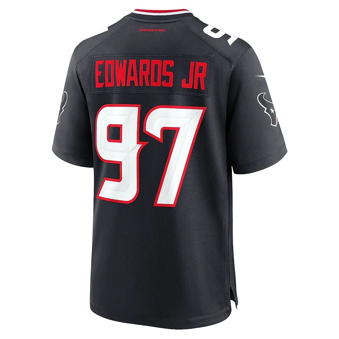Zennovawear Men's Houston Texans Mario Edwards Jr. Navy Team Game Jersey
