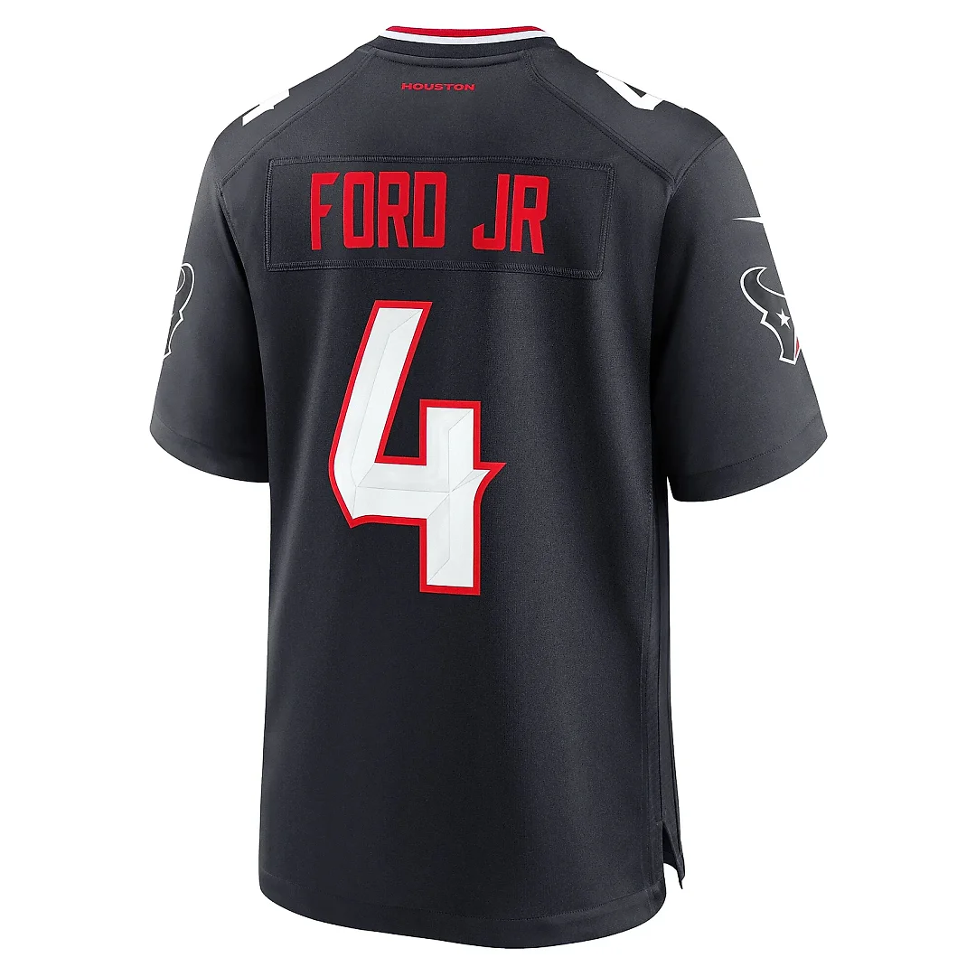 Zennovawear Men's Houston Texans Mike Ford Navy Team Game Jersey