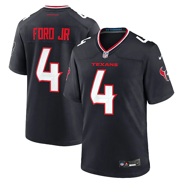 Zennovawear Men's Houston Texans Mike Ford Navy Team Game Jersey