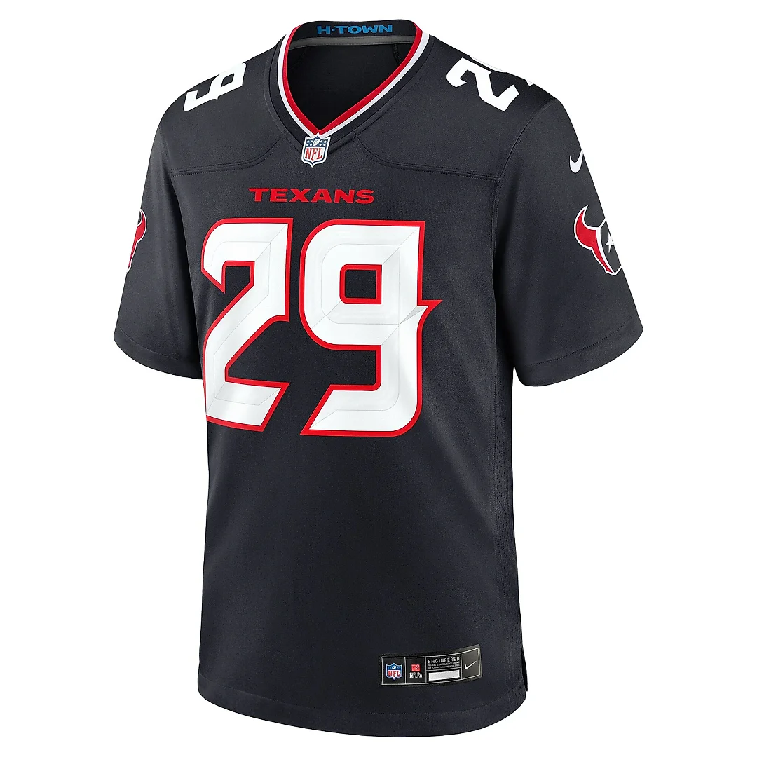 Zennovawear Men's Houston Texans M.J. Stewart Navy Team Game Jersey
