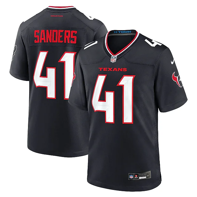 Zennovawear Men's Houston Texans Myjai Sanders Navy Team Game Jersey