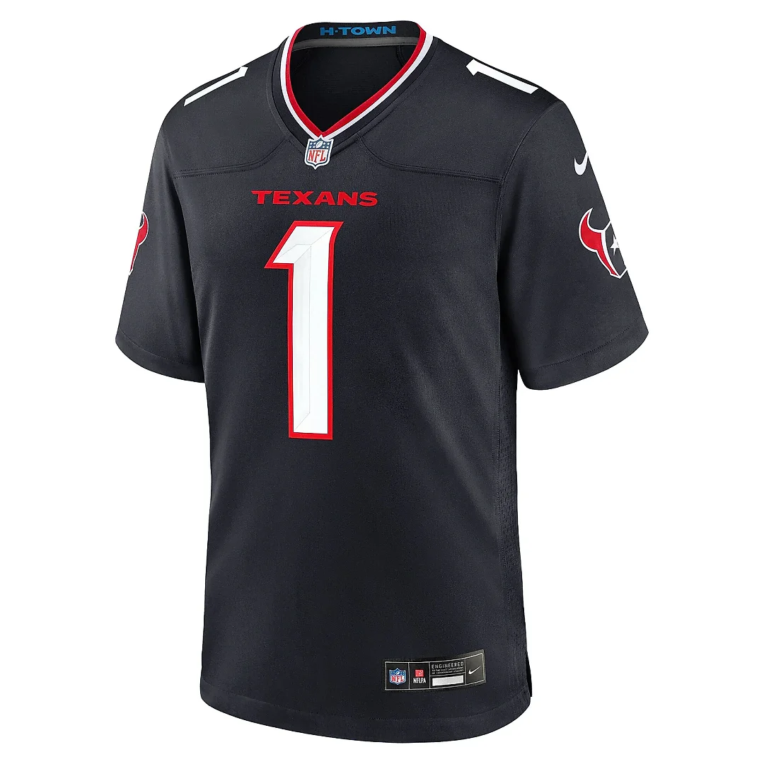 Zennovawear Men's Houston Texans Navy 1 Dad Game Jersey