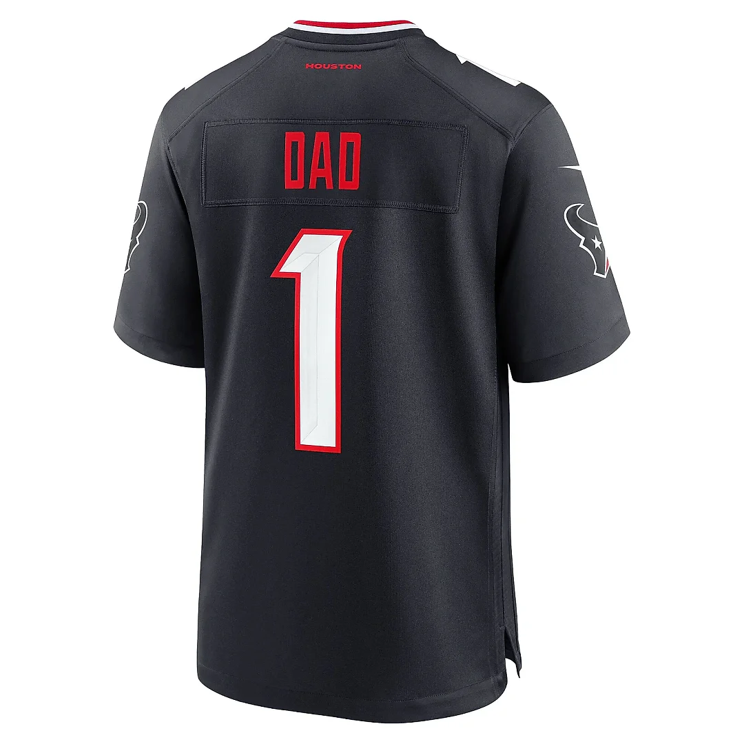 Zennovawear Men's Houston Texans Navy 1 Dad Game Jersey