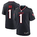 Zennovawear Men's Houston Texans Navy 1 Dad Game Jersey