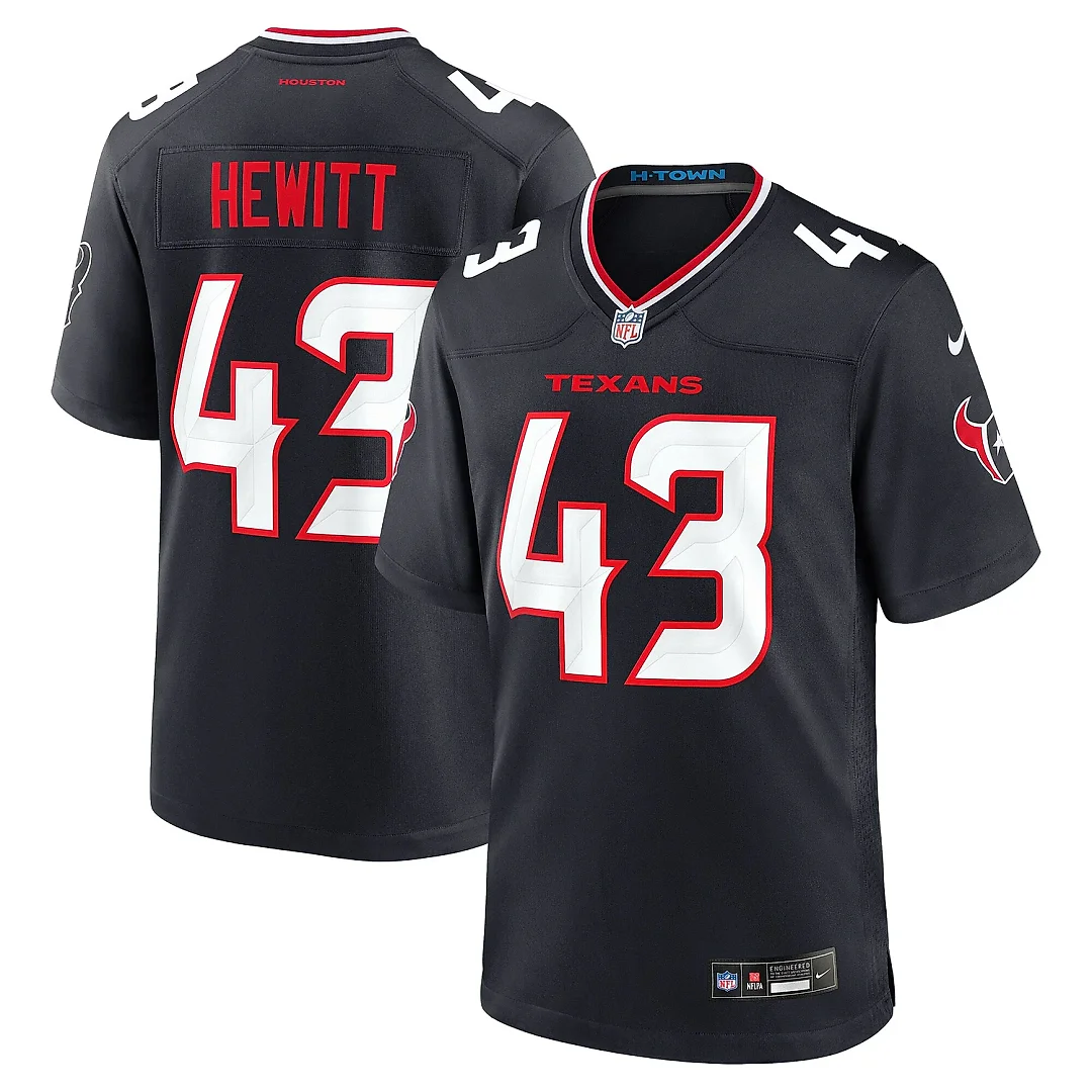 Zennovawear Men's Houston Texans Neville Hewitt Navy Team Game Jersey