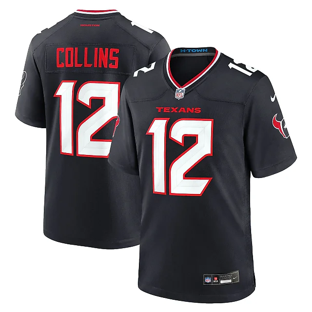 Zennovawear Men's Houston Texans Nico Collins Navy Game Jersey