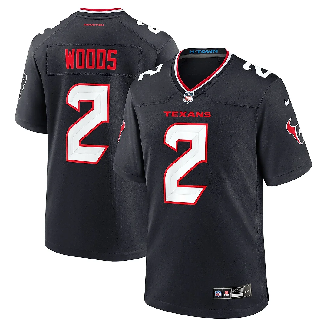 Zennovawear Men's Houston Texans Robert Woods Navy Team Game Jersey
