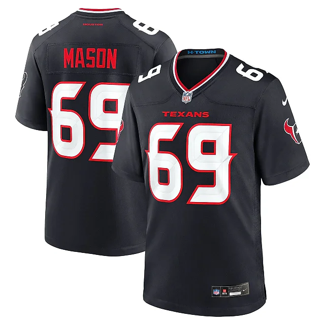 Zennovawear Men's Houston Texans Shaq Mason Navy Team Game Jersey