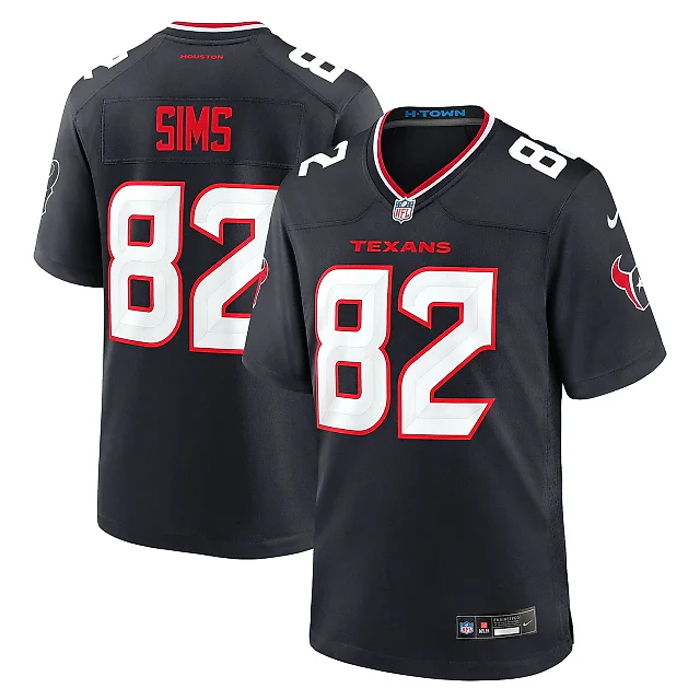 Zennovawear Men's Houston Texans Steven Sims Navy Team Game Jersey