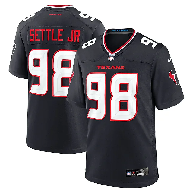 Zennovawear Men's Houston Texans Tim Settle Jr. Navy Team Game Jersey