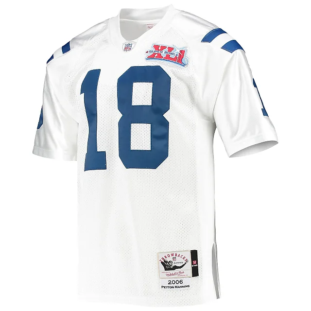 Zennovawear Men's Indianapolis Colts 2006 Peyton Manning Mitchell & Ness White Throwback Retired Player Jersey