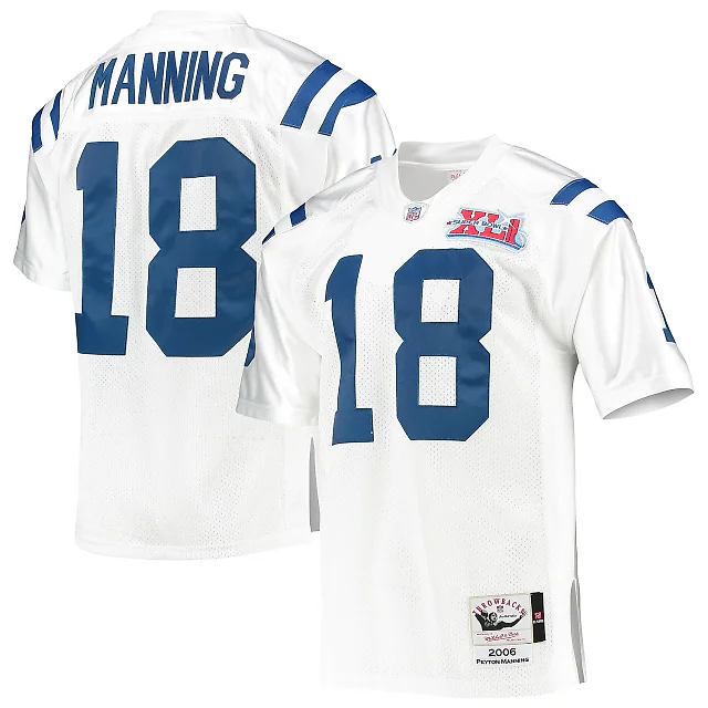 Zennovawear Men's Indianapolis Colts 2006 Peyton Manning Mitchell & Ness White Throwback Retired Player Jersey