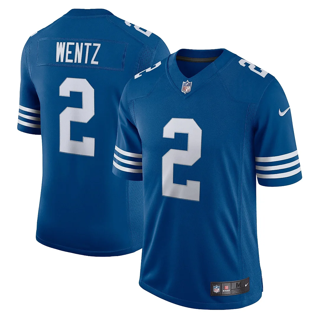 Zennovawear Men's Indianapolis Colts Carson Wentz Royal Alternate Vapor Limited Jersey