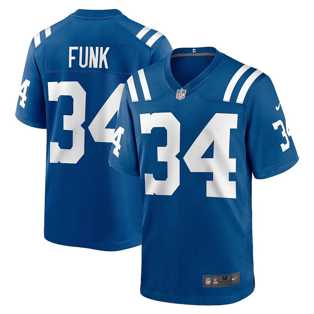 Zennovawear Men's Indianapolis Colts Jake Funk Royal Team Game Jersey