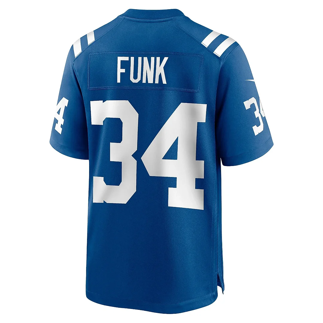 Zennovawear Men's Indianapolis Colts Jake Funk Royal Team Game Jersey