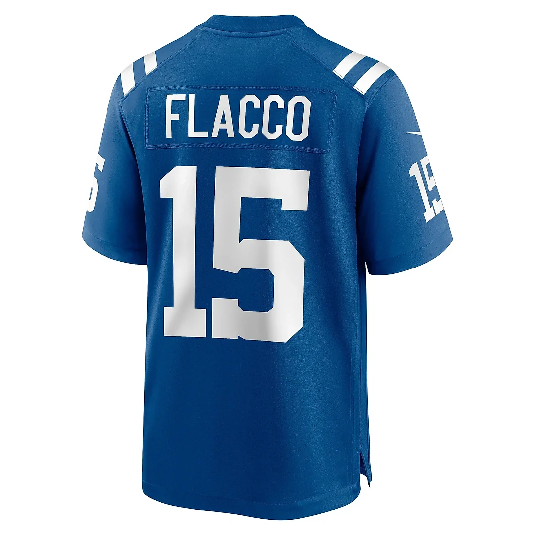 Zennovawear Men's Indianapolis Colts Joe Flacco Royal Game Jersey