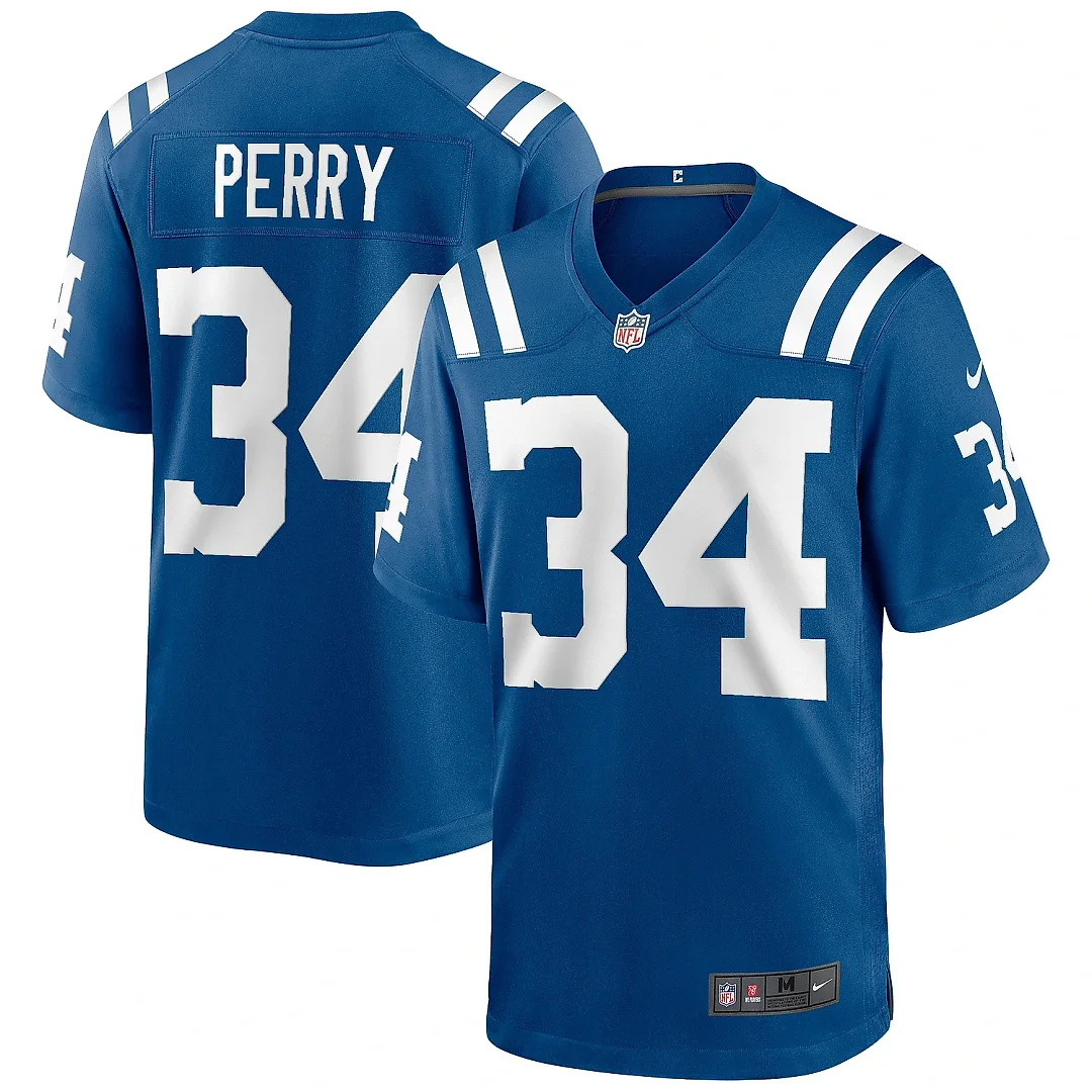 Zennovawear Men's Indianapolis Colts Joe Perry Royal Game Retired Player Jersey