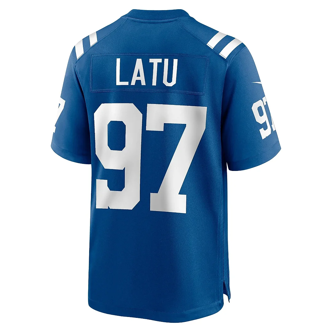 Zennovawear Men's Indianapolis Colts Laiatu Latu Royal Player Game Jersey