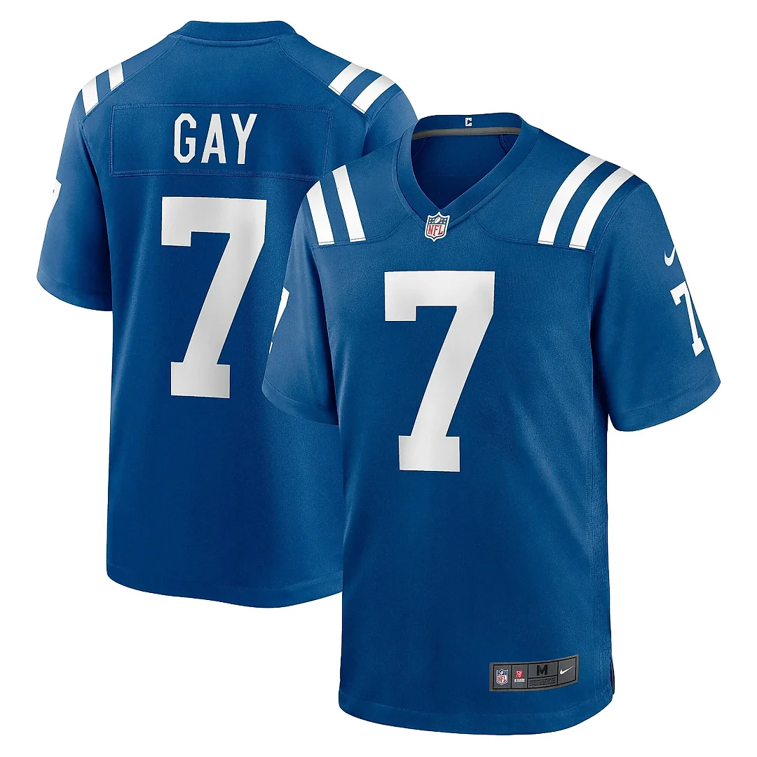 Zennovawear Men's Indianapolis Colts Matt Gay Royal Team Game Jersey